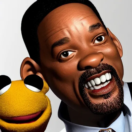 Prompt: will smith as a muppet and chris rock as a muppet