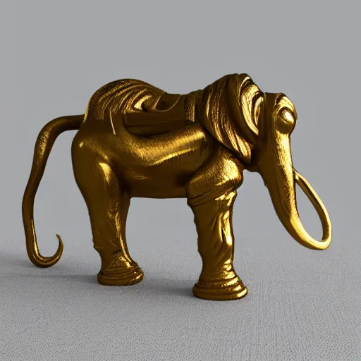 Prompt: golden mammoth in leticia gillett's style 3 d