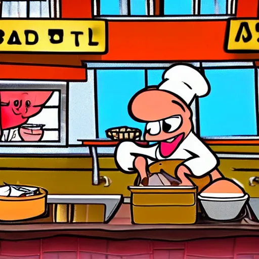 Prompt: A rat working as a chef in a run down New York City diner, HD Animated Still