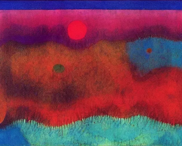 Image similar to Ocean waves in a psychedelic dream world. DMT. Curving rivers. Paul Klee. Zao Wou-ki. Minimalist.