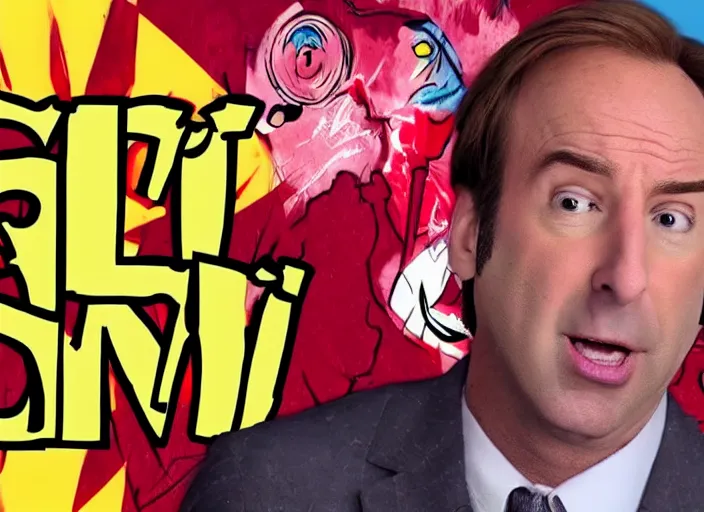 Image similar to youtube thumbnail saul goodman reacting to naruto