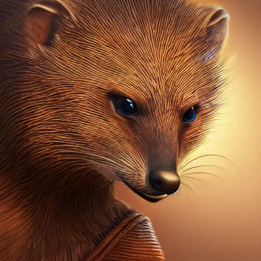 Prompt: studio portrait of the anthropomorphic arikara mongoose mage, noble bearing. super fine surreal detailed face illustration by kim jung gi, iraq nadar, intricate lines, clear focus, vivid colors, matte portrait, octopath voyager, dnd, unreal engine highly rendered, radiant light, intricate, trending