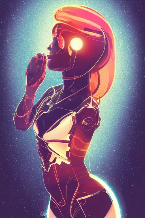 Prompt: lighting, a simple vector based illustration of a beautiful female space solder, by ross tran, artgerm, surrealism