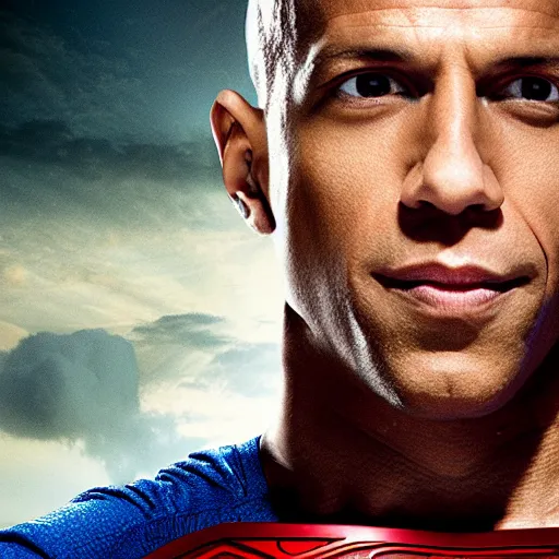 Image similar to vin diesal as superman in man of steel