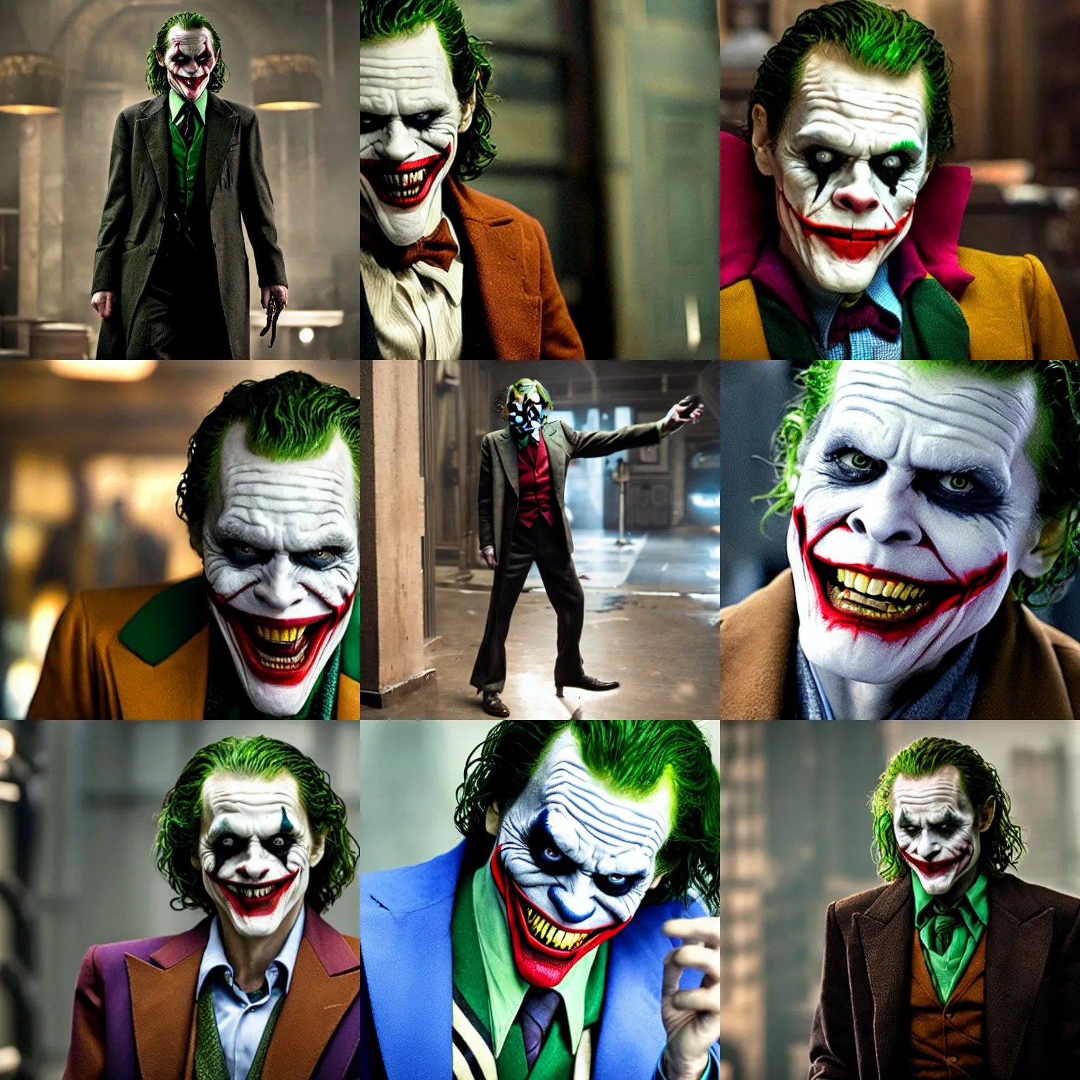 Prompt: William Dafoe as the Joker in the new Batman movie, 2012, film still