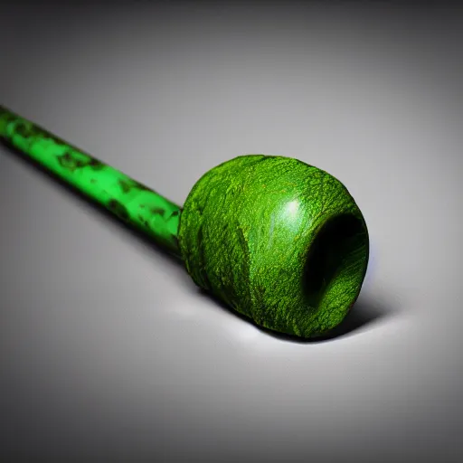 Image similar to wooden cane with green slime on it, octane render