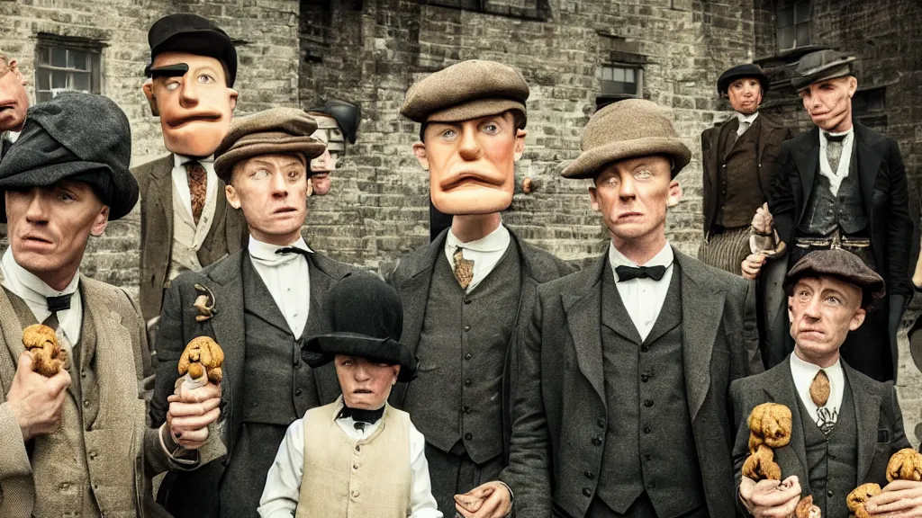 Image similar to the peaky blinders with peanuts heads