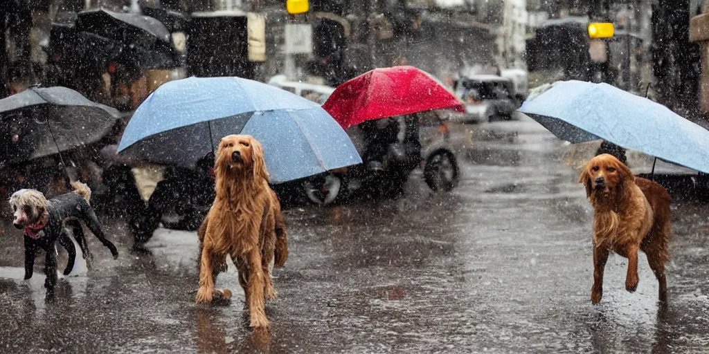 Prompt: photo raining cats and dogs