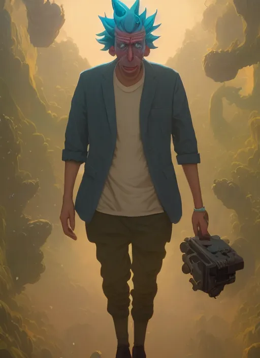 Prompt: highly detailed surreal vfx portrait of a rick sanchez, stephen bliss, unreal engine, greg rutkowski, loish, rhads, beeple, makoto shinkai and lois van baarle, ilya kuvshinov, rossdraws, tom bagshaw, alphonse mucha, global illumination, detailed and intricate environment