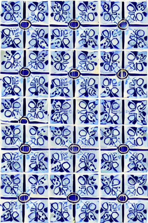 Image similar to minimalist boho style art of an azulejo tile pattern, mediterranean hand paint illustration