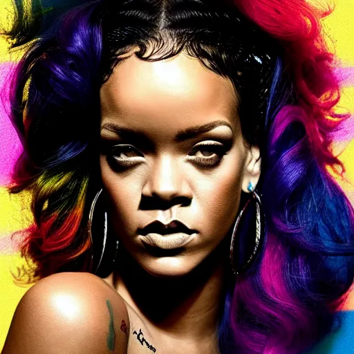 Image similar to album cover of Rihanna's next album, unique, creative, 4k, gorgeous!! colorful
