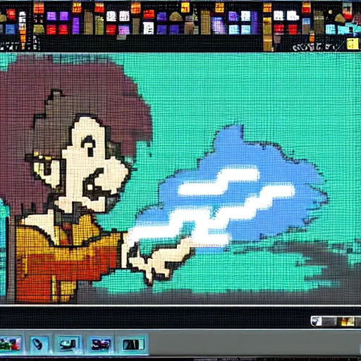 Image similar to wizard casting lightning pixel art trending on art station