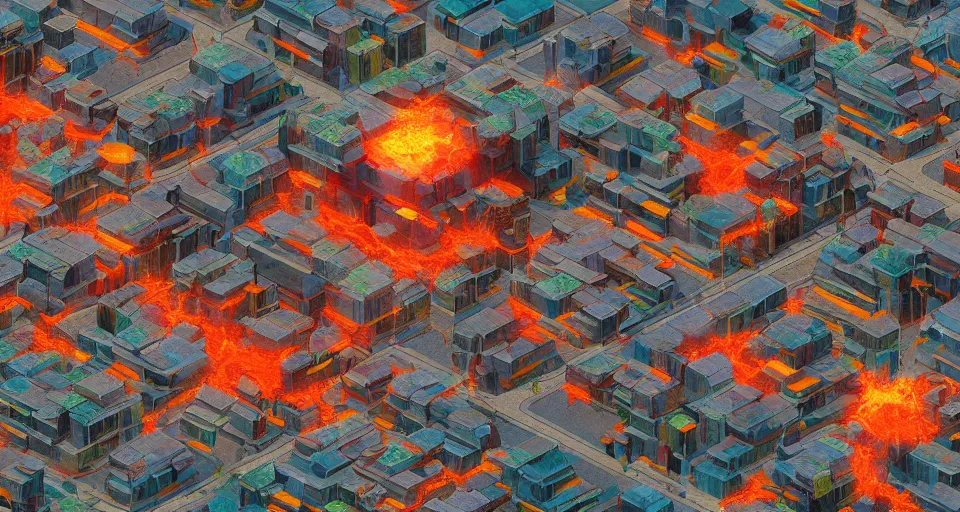 Image similar to a city made out of magma, rendered by simon stalenhag, beeple, makoto shinkai, syd meade, environment concept, digital art, unreal engine, wlop, trending on artstation, low level, 4 k uhd image, octane render,