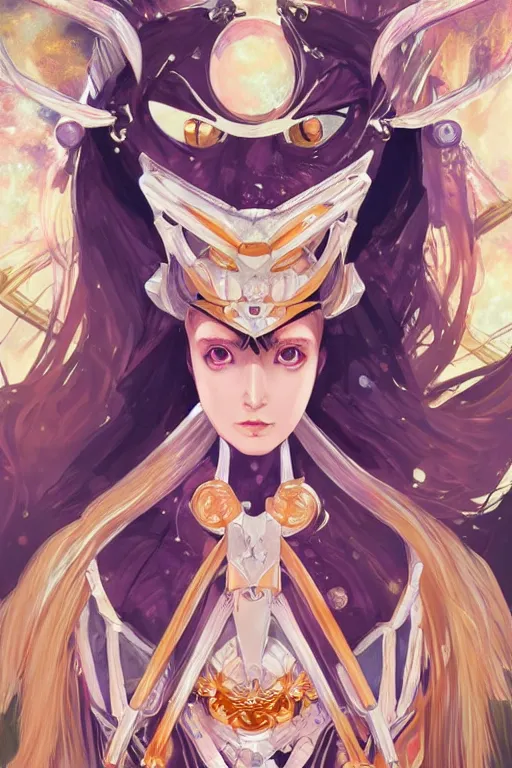 Image similar to symmetry!! portrait of sailor moon! alien in the style of horizon zero dawn, machine face, intricate, elegant, highly detailed, digital painting, artstation, concept art, smooth, sharp focus, illustration, art by artgerm and greg rutkowski and alphonse mucha, 8 k