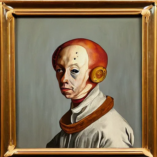 Image similar to oil painting portrait of an alien being in clothes from the year 1 6 0 0