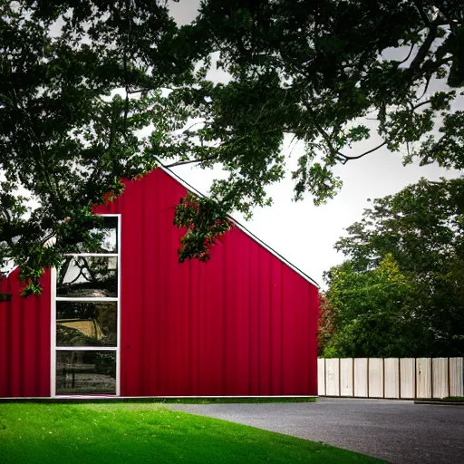 Prompt: a modern red house, architecture