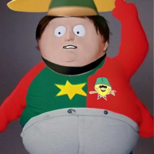 Prompt: Photo of Eric Cartman from south park as a real human