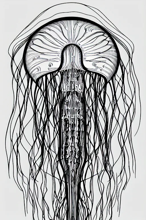 Prompt: luminescent jellyfish, symmetrical, highly detailed, digital art, sharp focus, skeleton, trending on art station, lavalamp