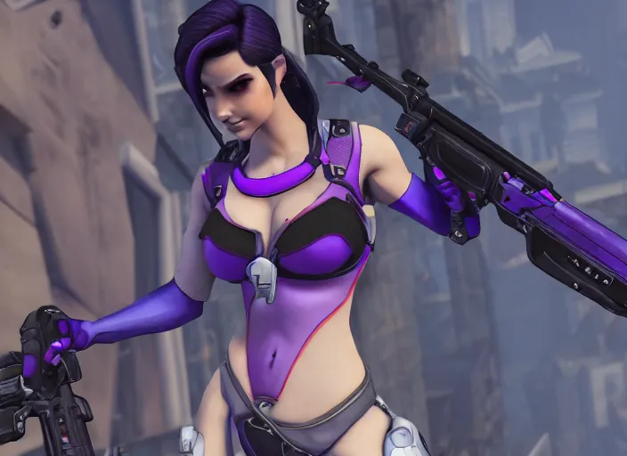 Image similar to widowmaker, overwatch, 4 k, screenshot, high detailed