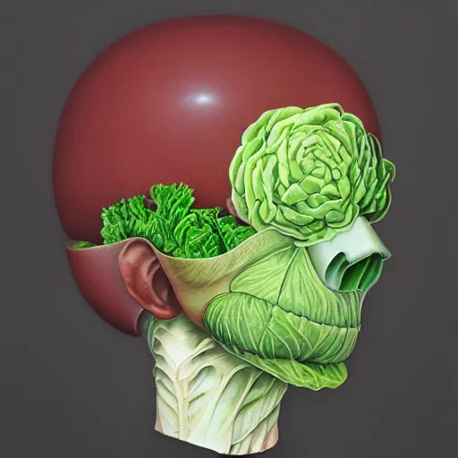 Image similar to the anatomy of a head of lettuce, an ultrafine detailed painting by james jean, studio ghibli, behance contest winner, vanitas, angular, altermodern