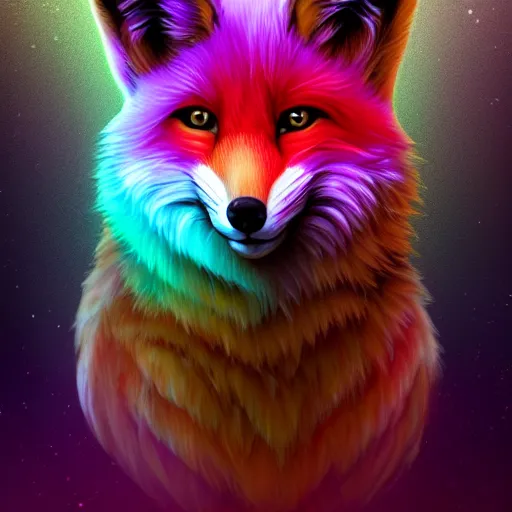 Prompt: digital fox, foxy fox, retrowave palette, highly detailed, anatomically correct vulpine, synth feel, fluffy face, ear floof, flowing fur, super realism, accurate animal imagery, 4 k digital art