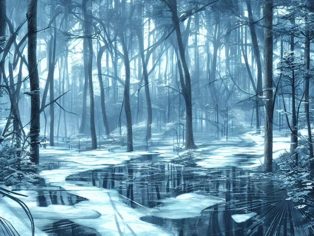 Prompt: forests and glades industrial raves buildings and ice, devices and mice, ornate, beautiful, award-winning art, artstation