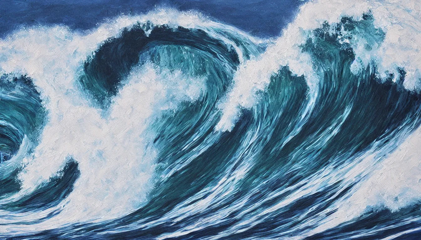 Image similar to ocean wave barrel, photorealistic painting