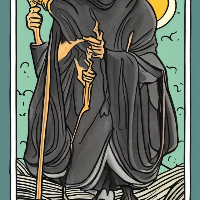 Prompt: grim reaper tarot card illustration