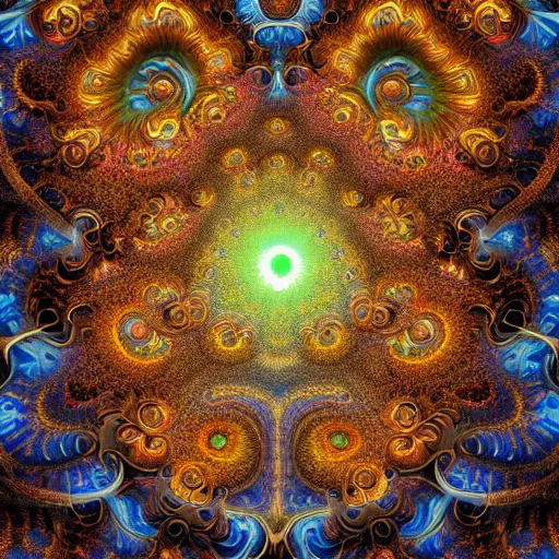 Image similar to a beautiful 3 d painting of a sprawling intricate fractal populated by mandelbrot fractals by android jones and alex grey and mandelbrot, volumetric lighting, dynamic lighting, dramatic lighting, high contrast, concept art, carved marble, sacred geometry, religious, magic realism, catholicpunk, stark, trending on artstation