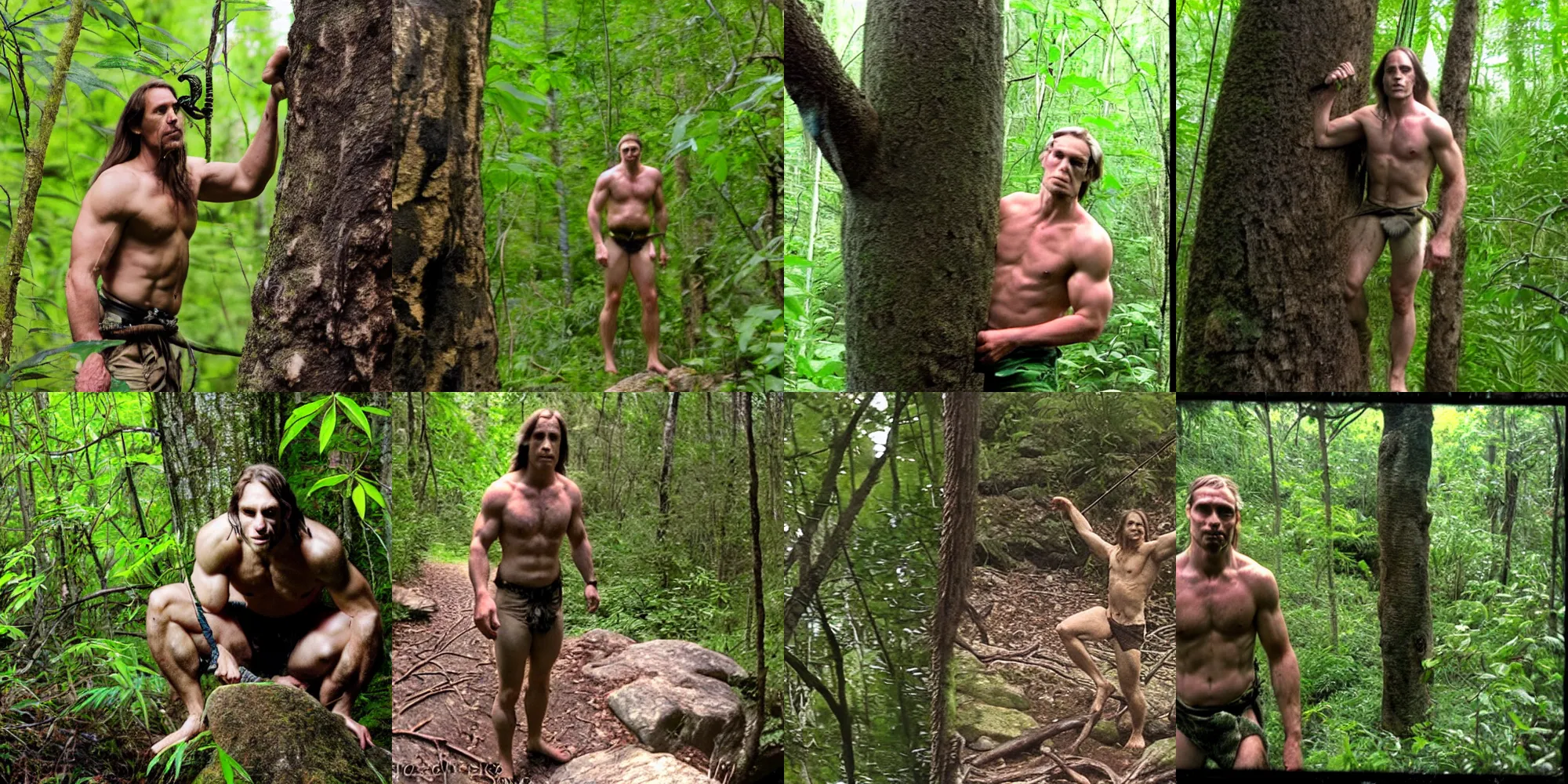 Prompt: Peterson as Tarzan trailcam