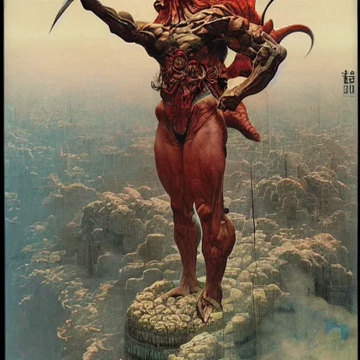 Image similar to portrait of immense, majestic, surreal, terrifying yosh from nintendo standing triumphant over the city, perfectly clear face, by j. c. leyendecker, bosch, and beksinski