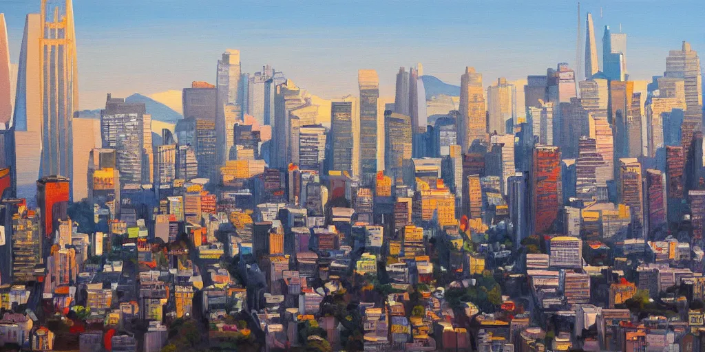 Image similar to new painting of San Francisco city by Greg Aronson, artstation