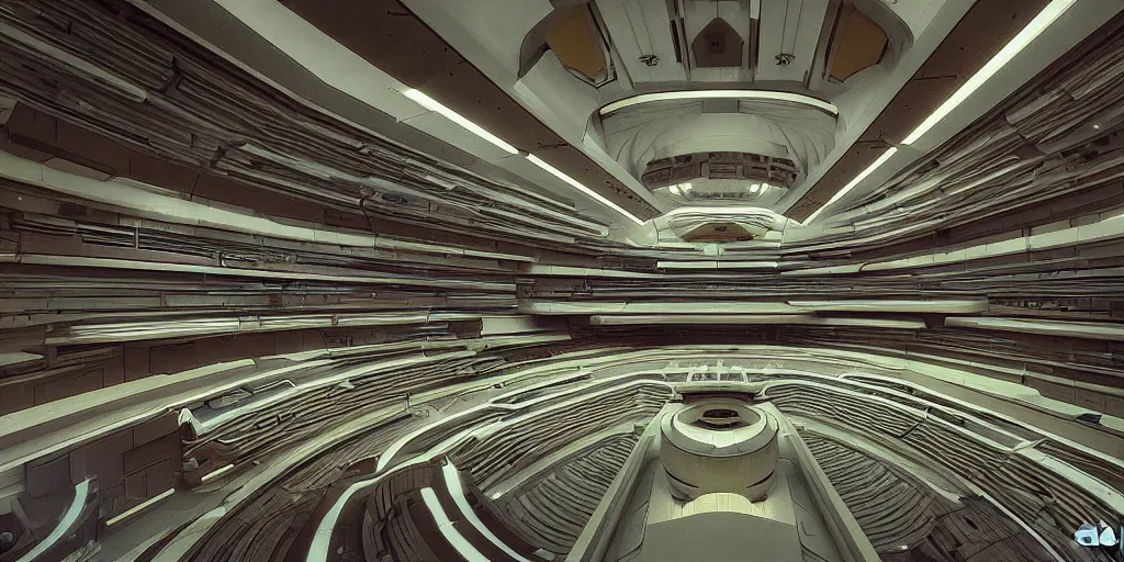 Prompt: futuristic space lab, photograph, extreme detail, awe inspiring, by frank lloyd wright