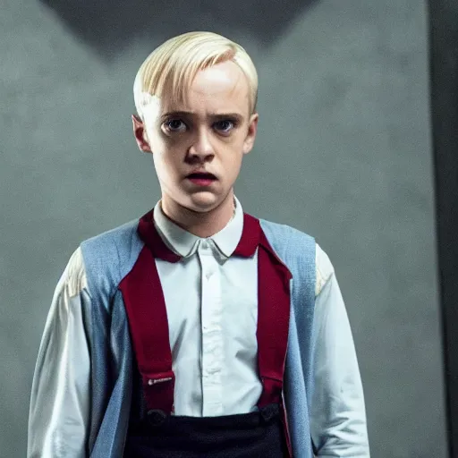 Image similar to Draco Malfoy in Stranger Things, high resolution photo