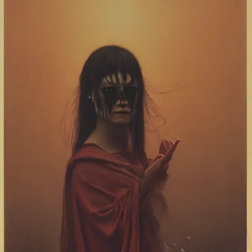 Image similar to by waterhouse, ( ( ( ( ( ( ( by beksinski ) ) ) ) ) ) ), high quality, picture portrait of a victorian yokai, haunting, photorealism, hyper - realism, octane render, highly detailed, 8 k,