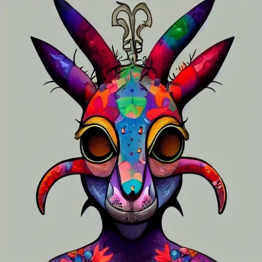 Image similar to a dik dik monster with tattoos, wearing a fedora, tattoos, colorful, digital art, fantasy, magic, trending on artstation, ultra detailed, professional illustration by basil gogos