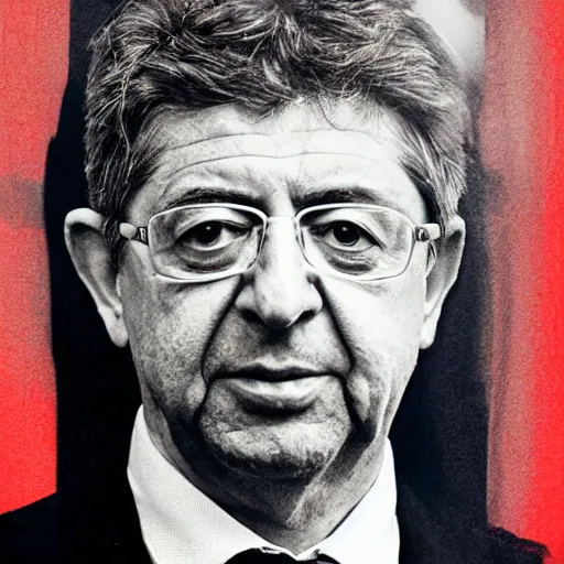 Prompt: portrait of Mélenchon, the prophet of the Common People, like the official photo of the Elysée, high details, symmetrical face