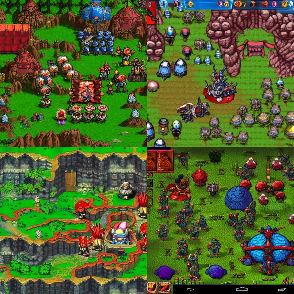 Prompt: a screenshot from an Dragon warrior rts game, bold colors, Large Scale, detailed, created by Arc System Works + Studio Ghibli + Akira Toriyama