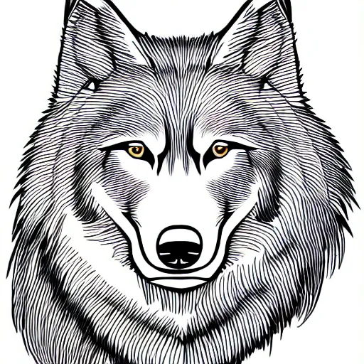 Image similar to professional line art of a wolf, high quality, HD, 8K, award-winning
