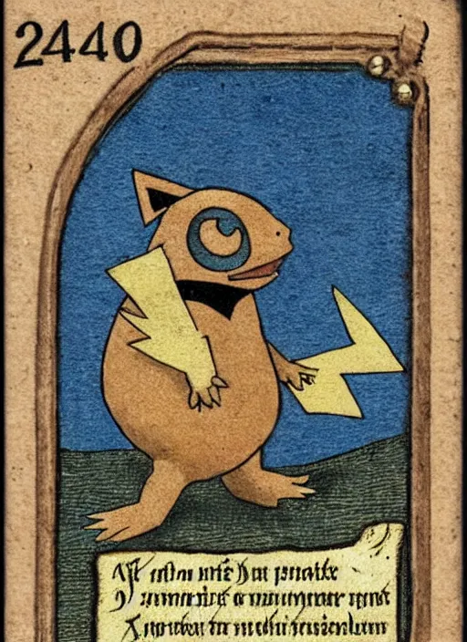 Image similar to a pokemon card from the 1 4 0 0 s