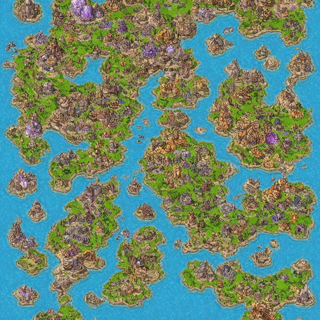 Prompt: Map in the style of World of warcraft map, hyper detailed