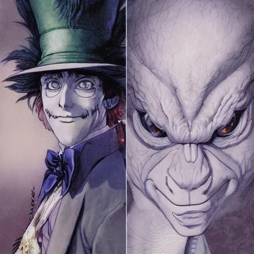 Image similar to Lofi informal portrait Ghibli style by Yoshitaka Amano and Wayne Barlowe and Ed Binkley and The Madhatter