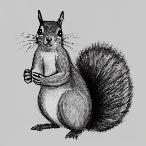 Image similar to a cute squirrel whit fluffy fur drawn concept art