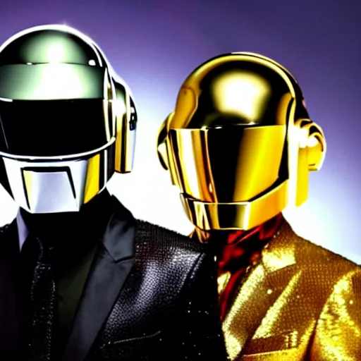 Image similar to photograph of Daft Punk ascending from Heaven to bestow humanity their new album