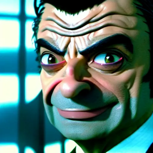 Image similar to mr. bean as wolverine from the xmen movie. movie still. cinematic lighting.