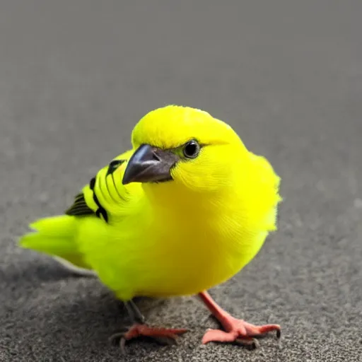 Image similar to photo of profile of cute yellow canary bird head with tennis ball body