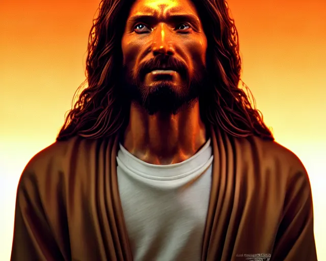 Prompt: modern jesus christ, an ultrafine hyperdetailed illustration by kim jung gi, irakli nadar, detailed faces, intricate linework, bright colors, unreal engine 5 highly rendered - h 6 4 0