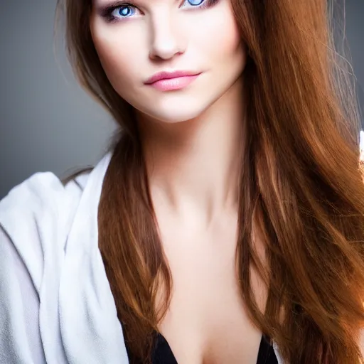 Image similar to pretty Caucasian woman, headshot, 3/4 face turn, soft lights, photorealistic