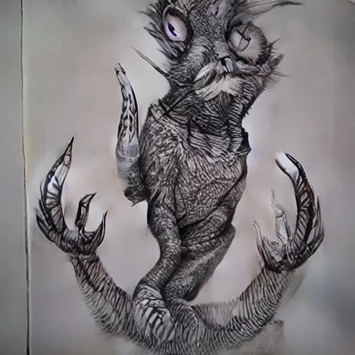 Image similar to surreal creatures drawn in ballpoint pen shading by Ronny Khalil