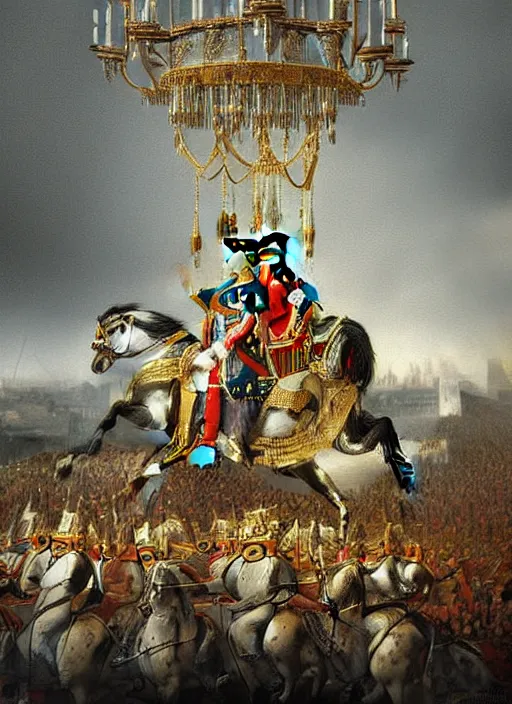 Image similar to the coronation of napoleon painting and sci - fi organic car 3 d realistic render